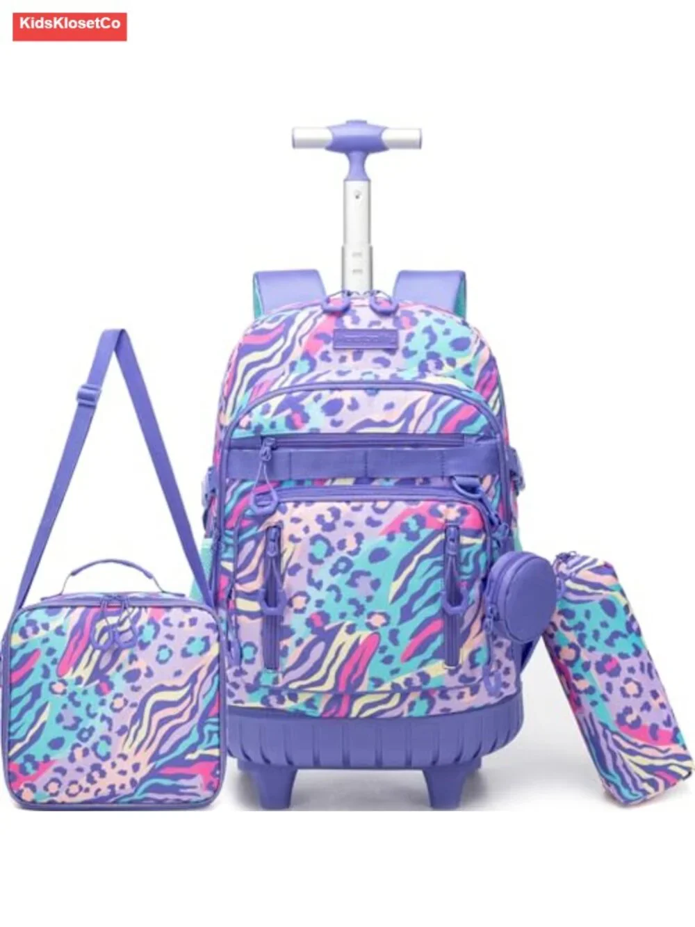 Kids 3-in-1 Rolling Backpack Set with Lunch Bag & Pencil Case